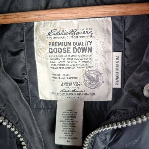 Eddie Bauer Premium Goose Down Quilted Vest EB700 Black Medium Puffer Capsule - Picture 3 of 13